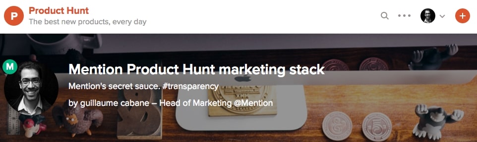 Mention Product Hunt marketing stack