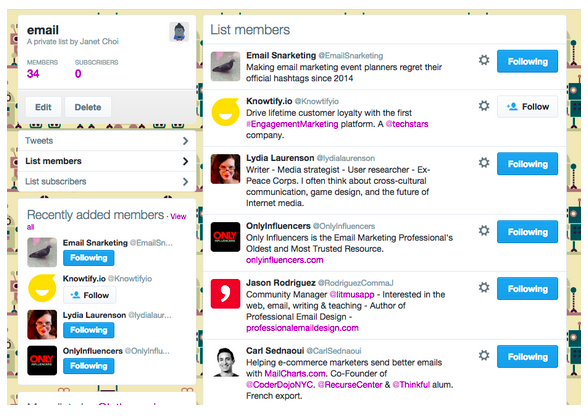 twitter list monitoring