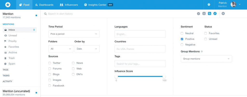 Mention comes with sentiment analysis tools included