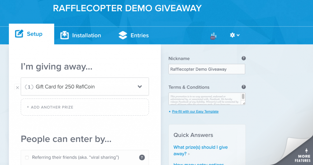 Create a competition using Rafflecopter