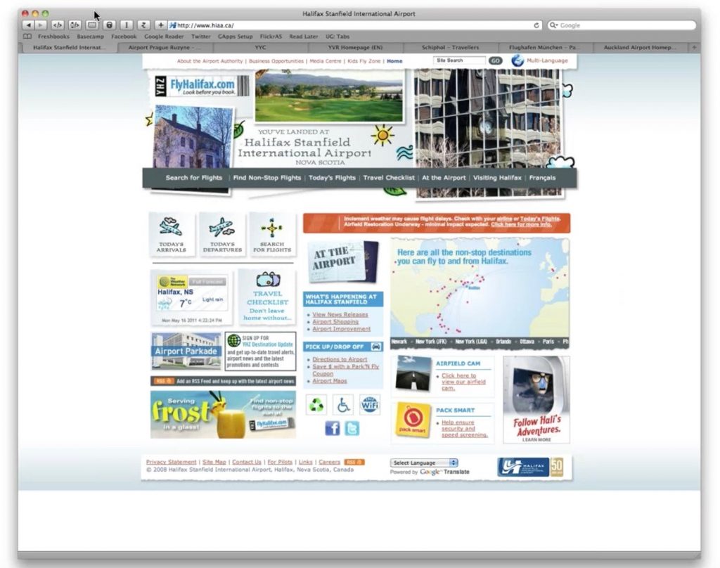 Halifax Airport website before Kula Partners' changes