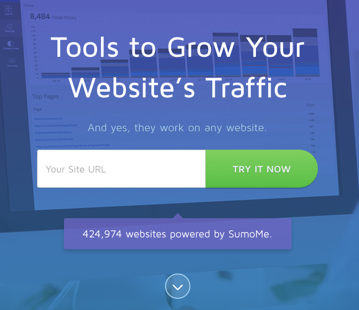 SumoMe uses number of users and customers as social proof