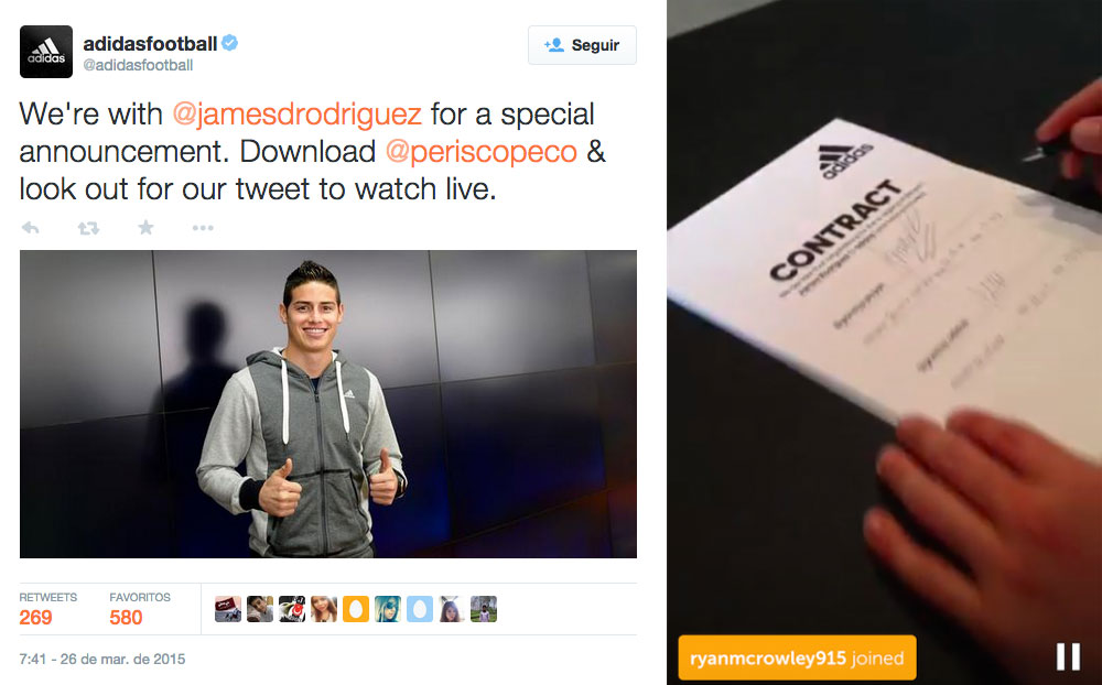 Adidas uses Periscope to live broadcast major events