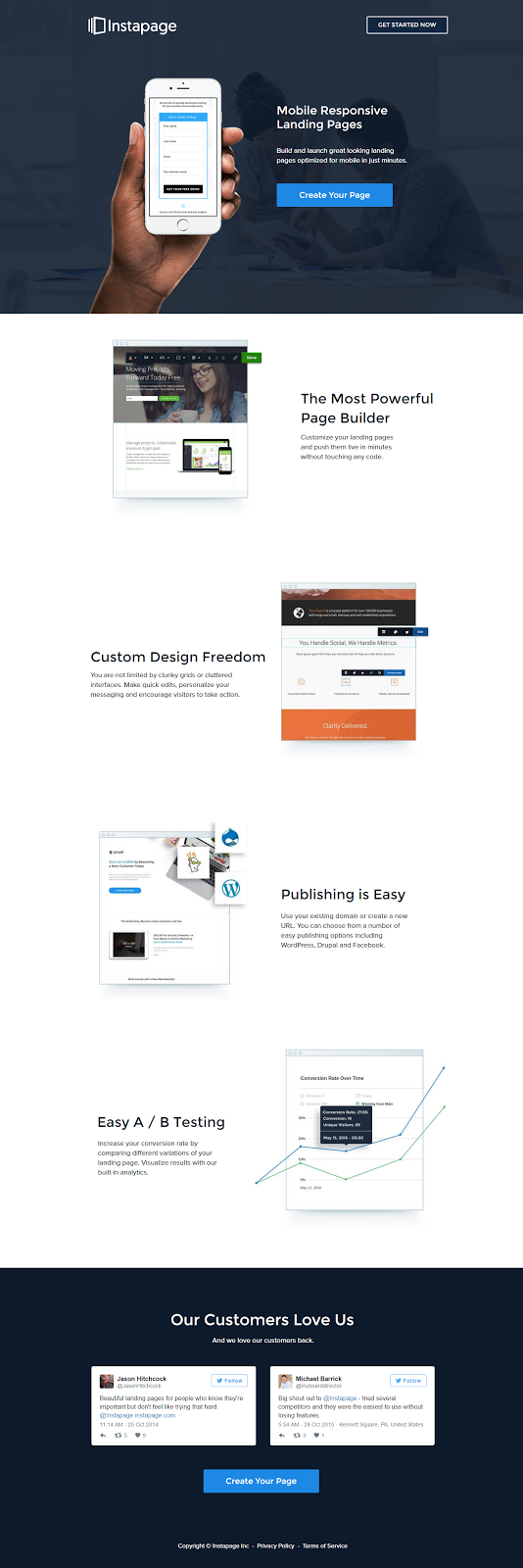 landing page highlights