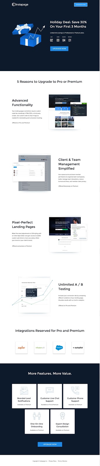 instapage landing pages for content