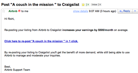 airbnb craigslist email