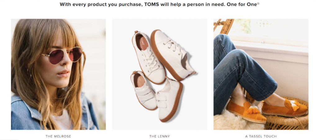 TOMS one for one cause marketing