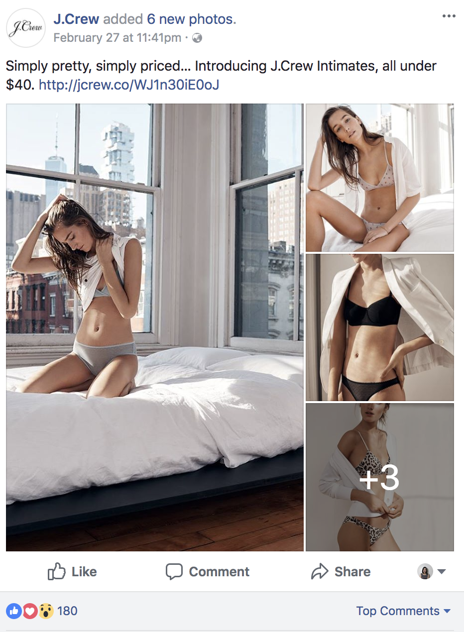 j.crew facebook product social media content