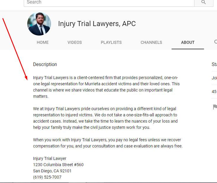 YouTube marketing Injury Trial Lawyers