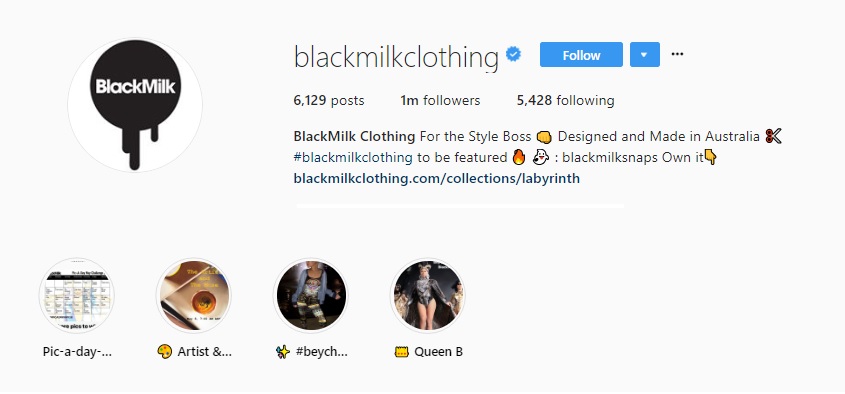 blackmilk clothing instagram customer retention