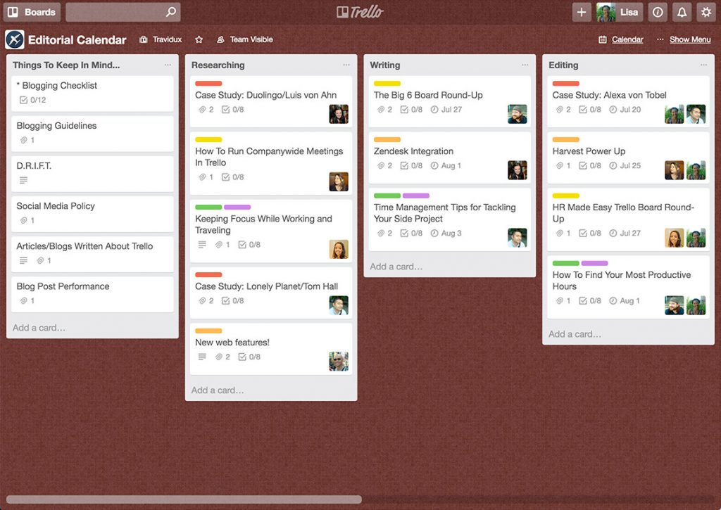 trello editorial calendar