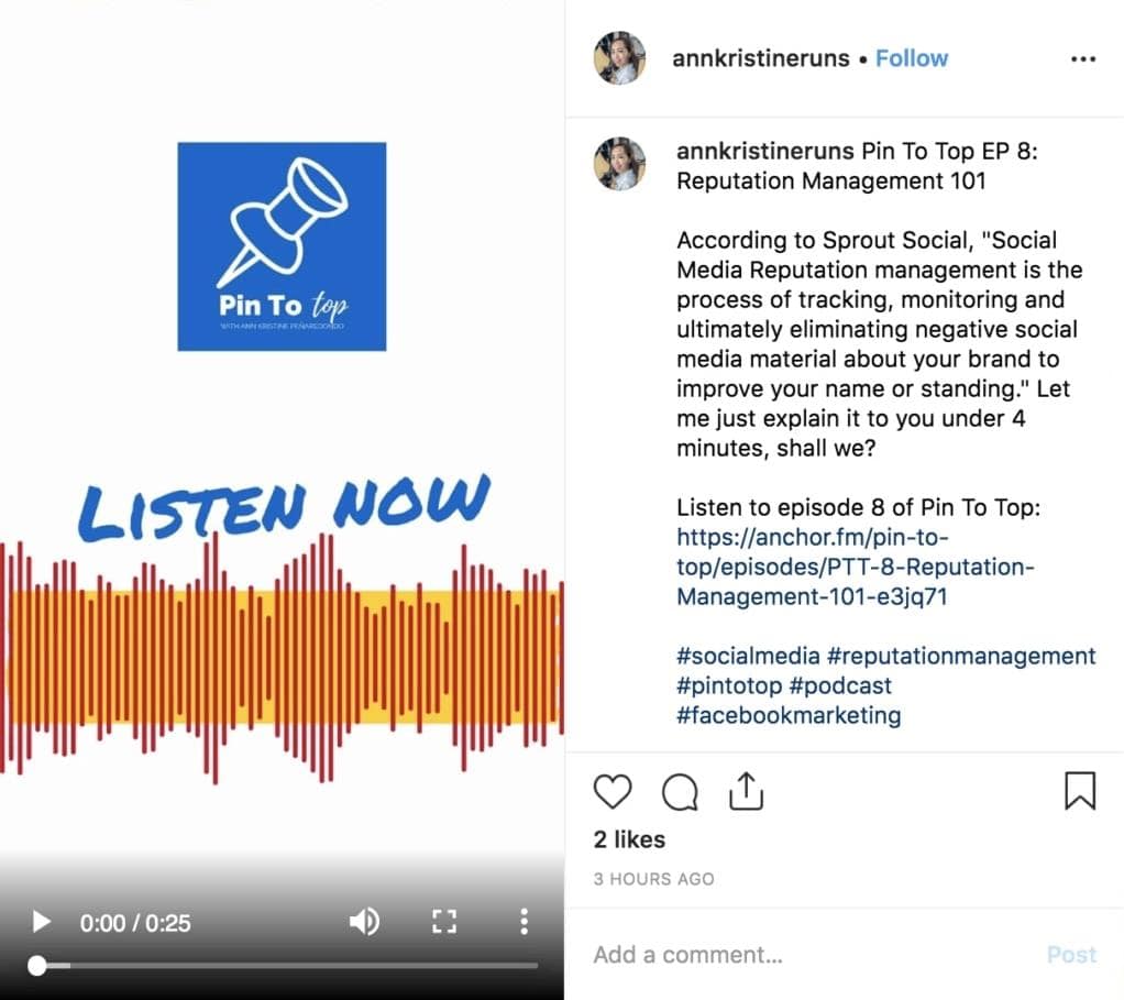 instagram podcast example