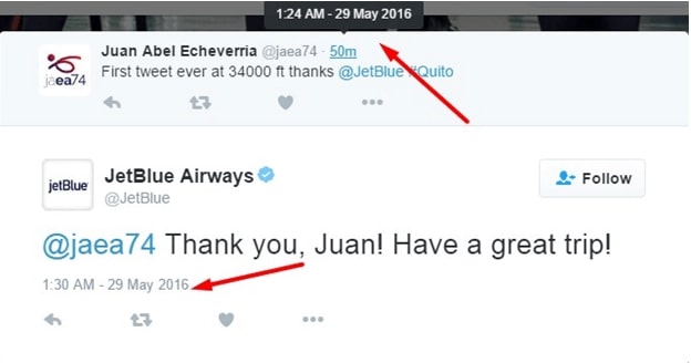 JetBlue auto-response example