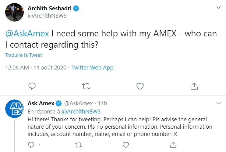 Amex Responds to Customer Example