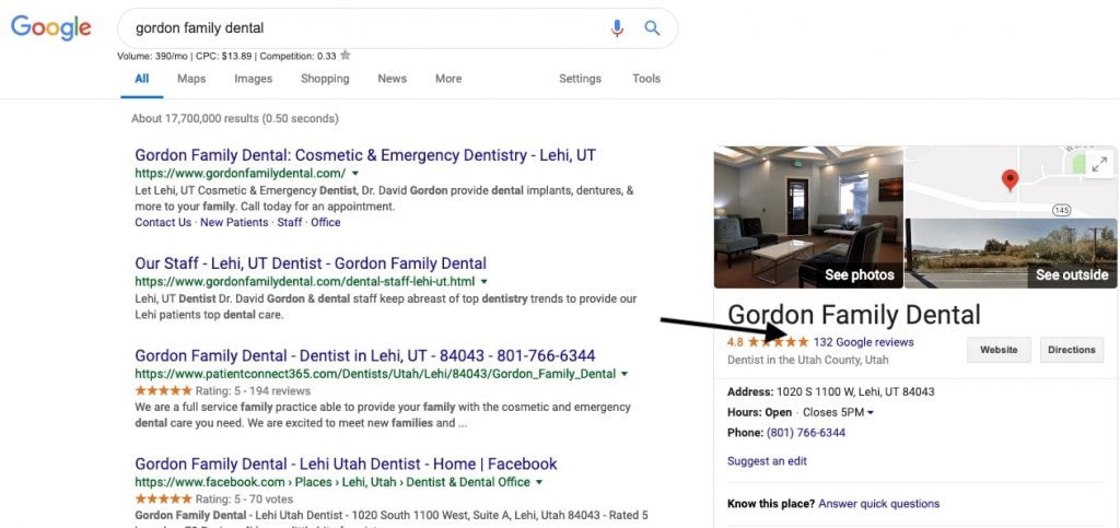 Google Business Page reviews