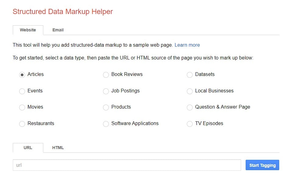 Google Structured Data Markup Helper