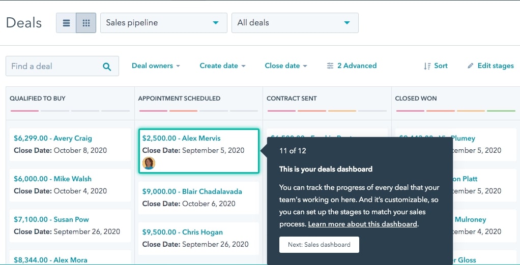 Hubspot Deals Dashboard