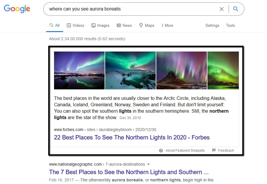 Featured Snippet Example