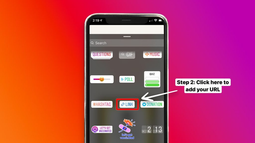 Instagram Link Stickers are now for everyone, step 2 : Click here to add your URL