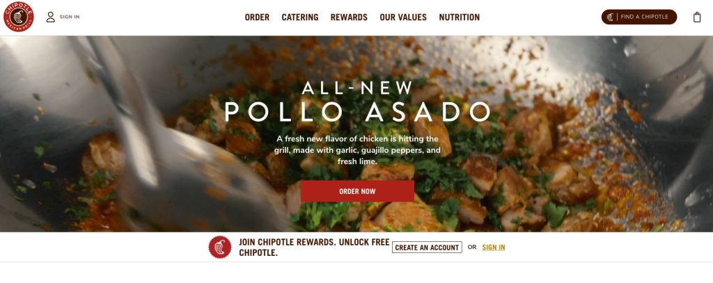 Call to Action Examples for Landing Pages and Websites Chipotle example