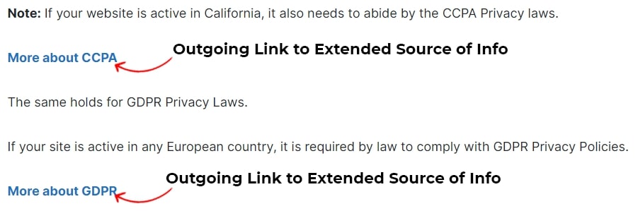 Outgoing link examples