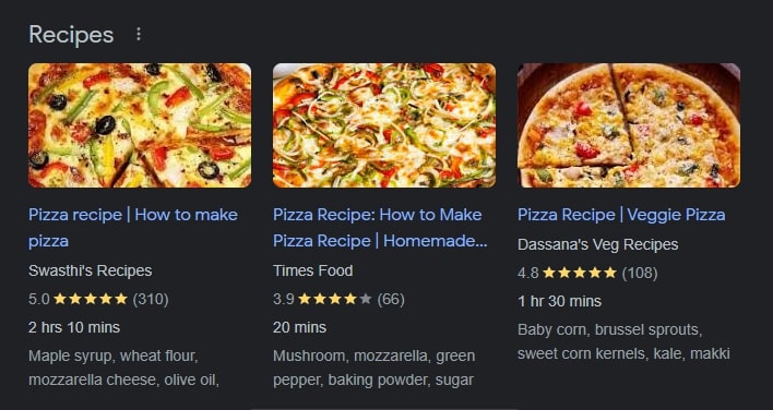 Recipe schema example