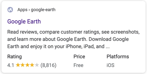 Google review snippet example