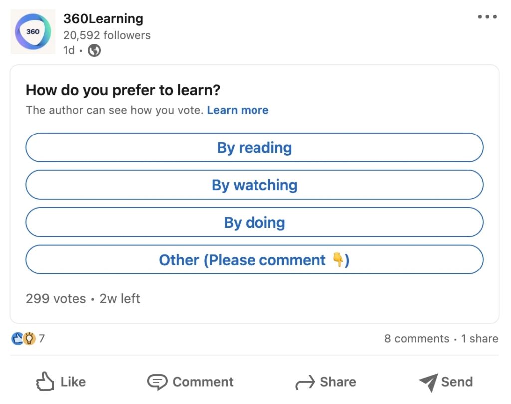 Social Media Polls 101 LinkedIn example