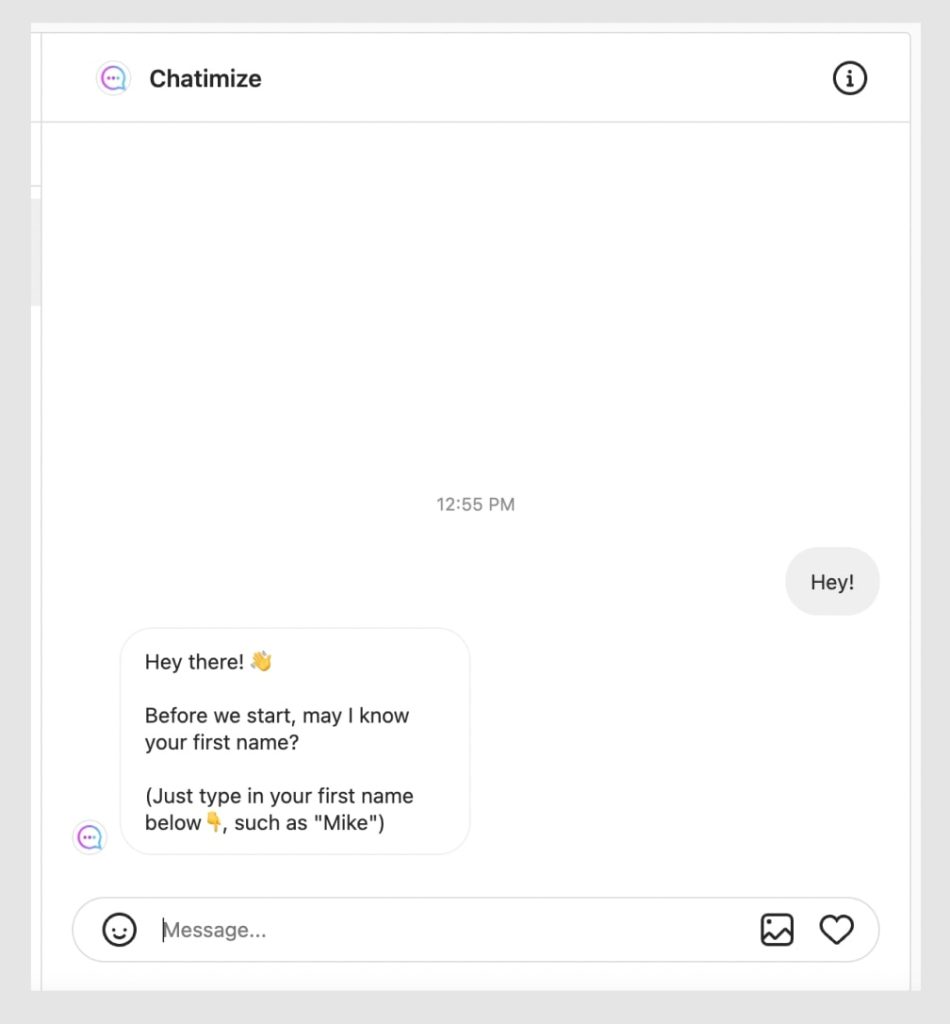 What are Instagram chatbots? Chatimize example