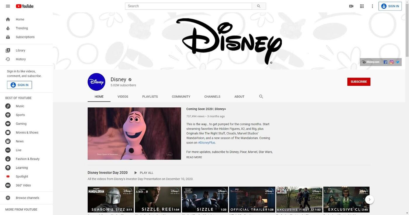 Disney Youtube