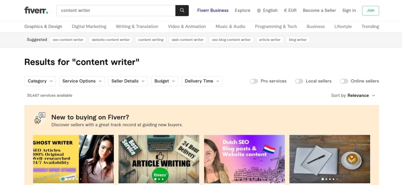 Content Marketplace Fiverr