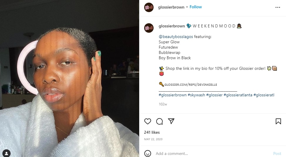 Glossier launched an account dedicated to people of color