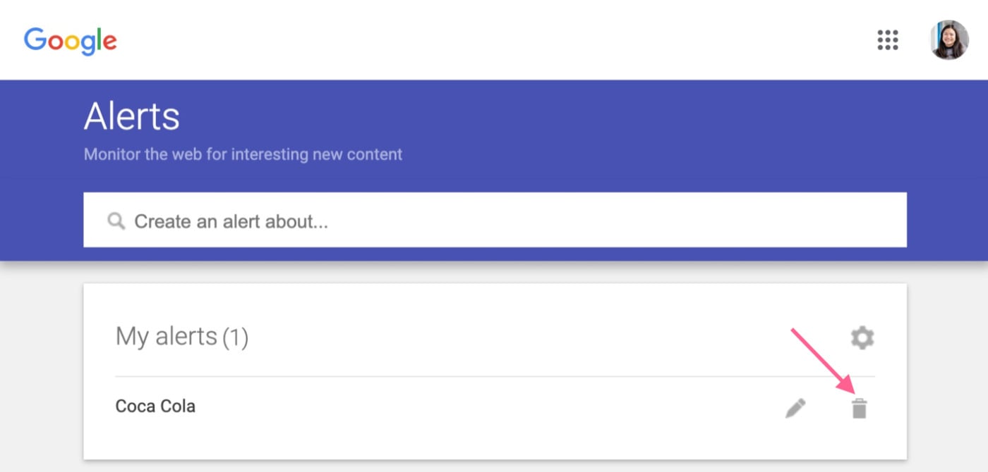 Google Alerts how delete alert