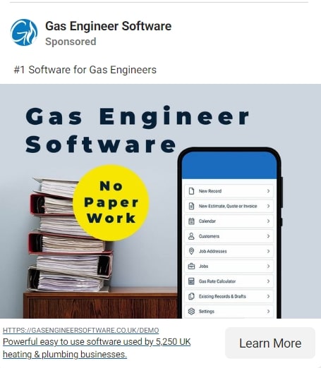 Gas Engineer Software Sponsored Ad