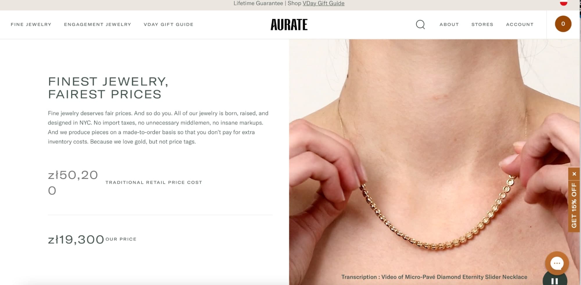 Aurate jewelry website