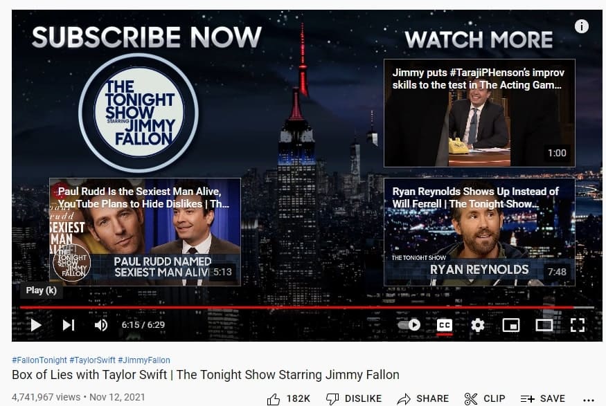 Jimmy Fallon end screen feature