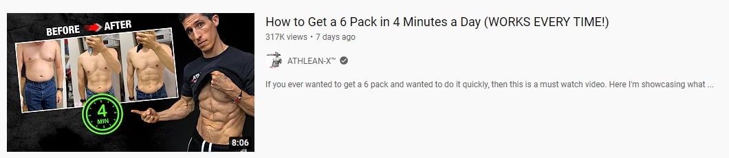 Video on how to get a six pack in four minutes a day