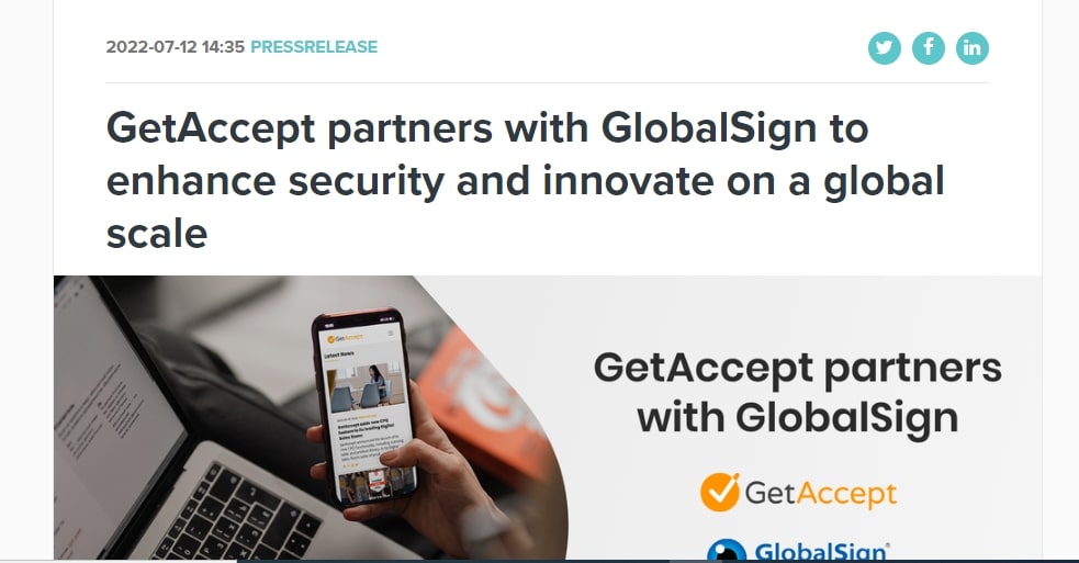 GetAccept partners with GlobalSign