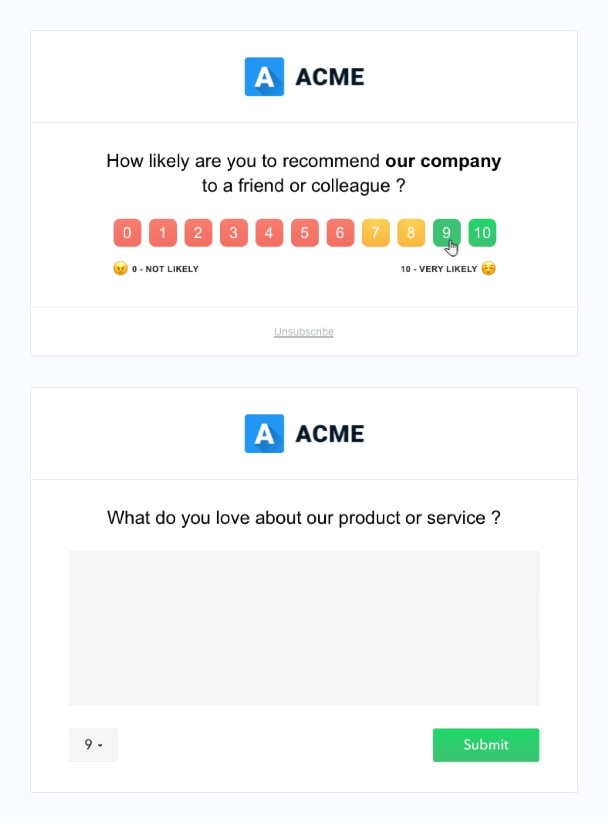 ACME Net Promoter Score survey