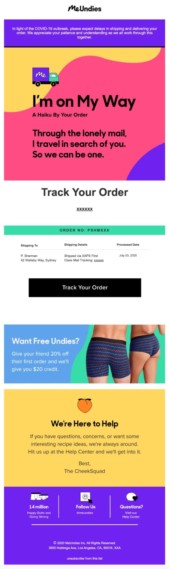 Me Undies Order Confirmation