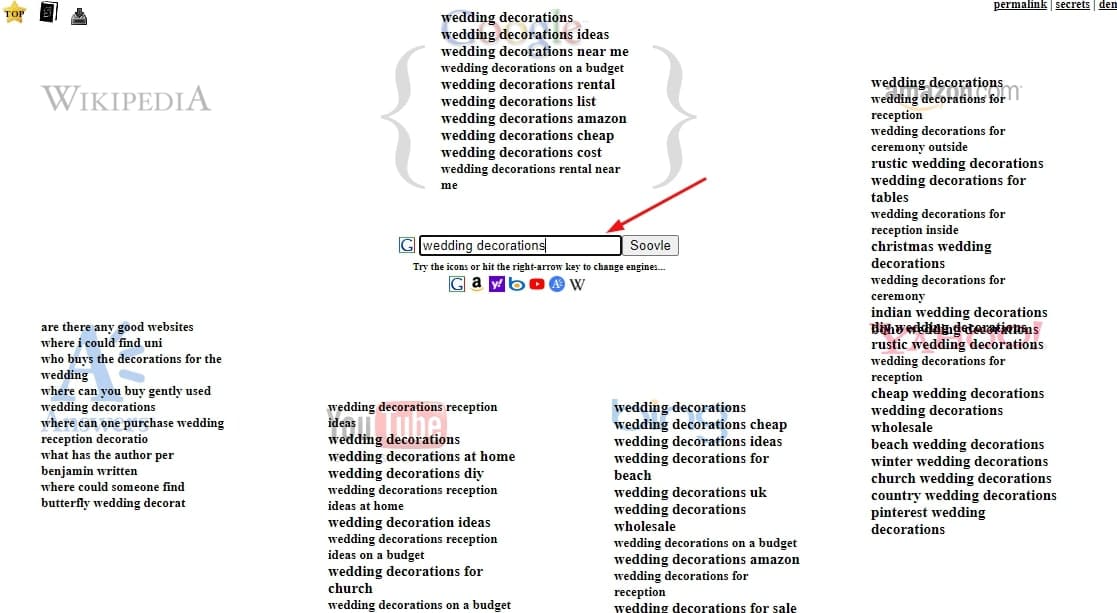 Soovle Keyword Brainstorm