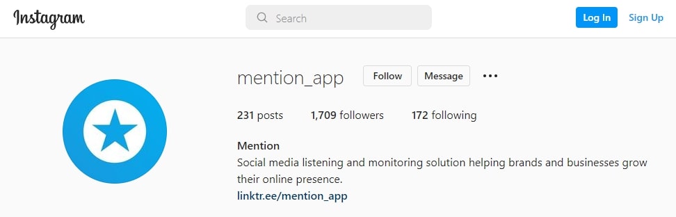 Mention instagram account