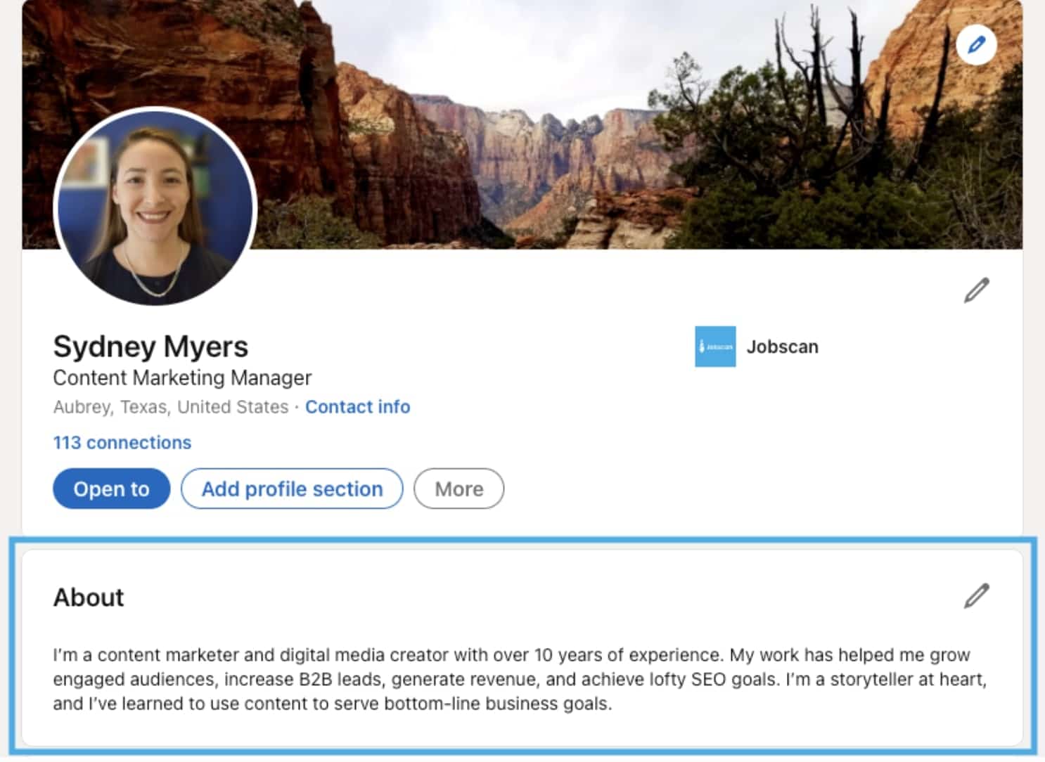 Syndey Myers LinkedIn Profile