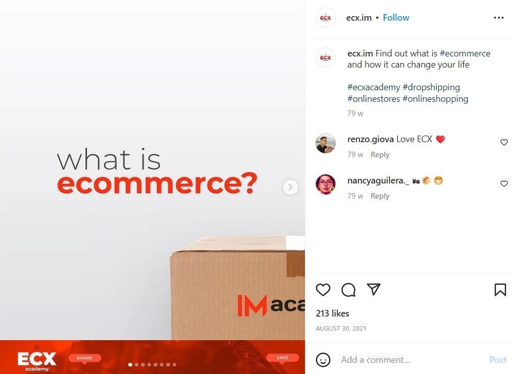 E-commerce hashtags