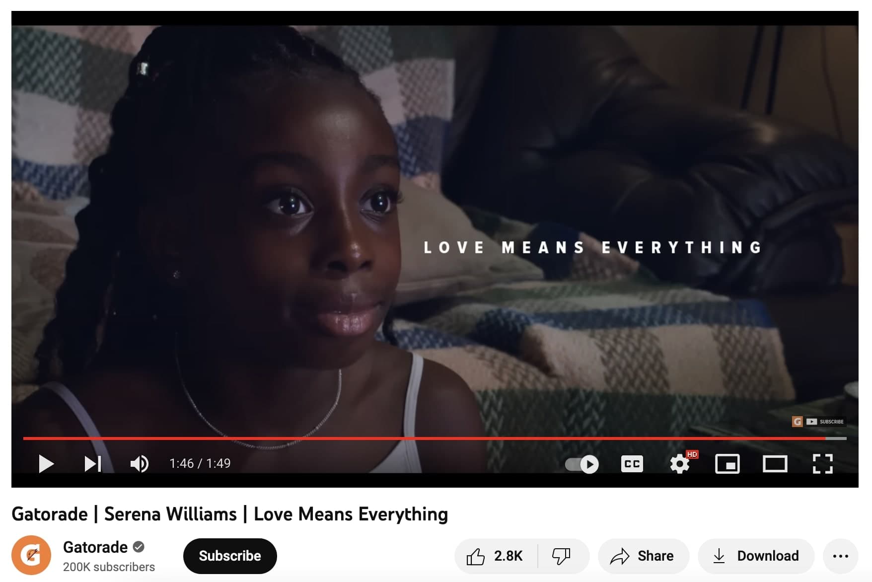 Gatorade Serena Wiliams Love Means Everything Campaign