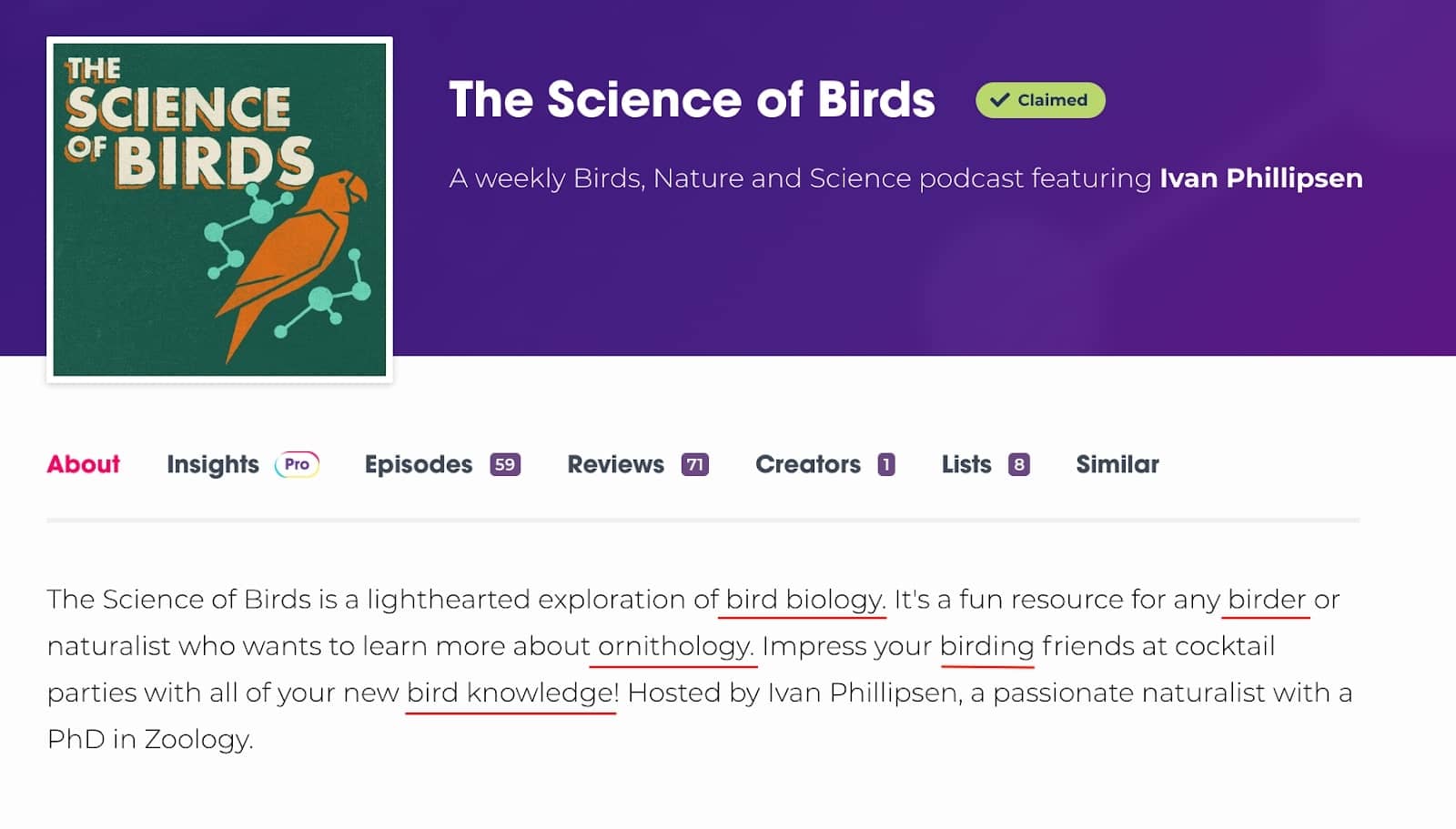 The science of birds podcast