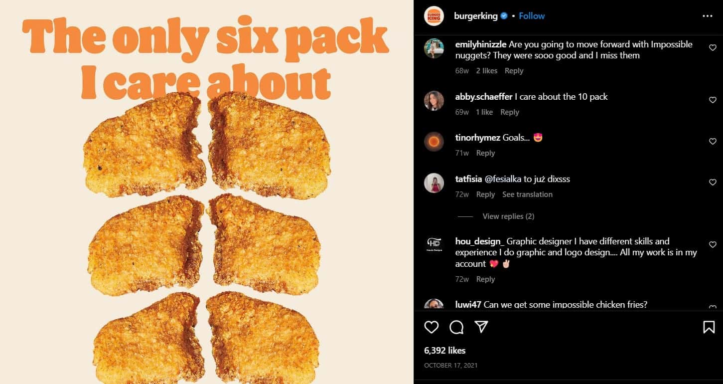 burger king six pack nugget metaphor