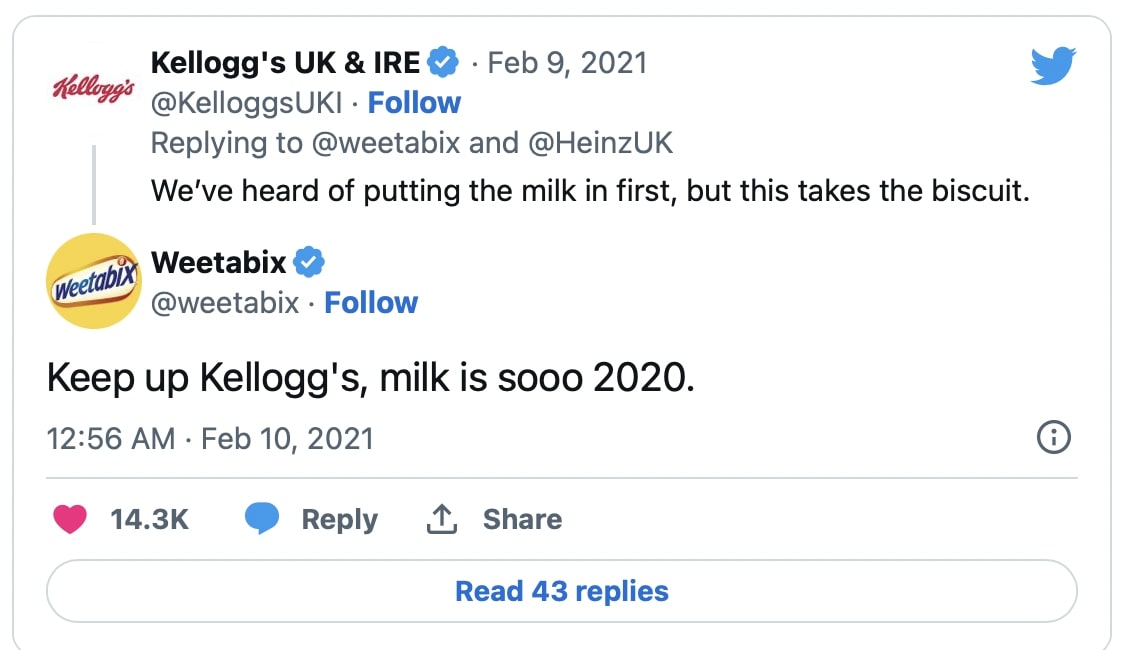 Kellog Vs Weetabix Tweet