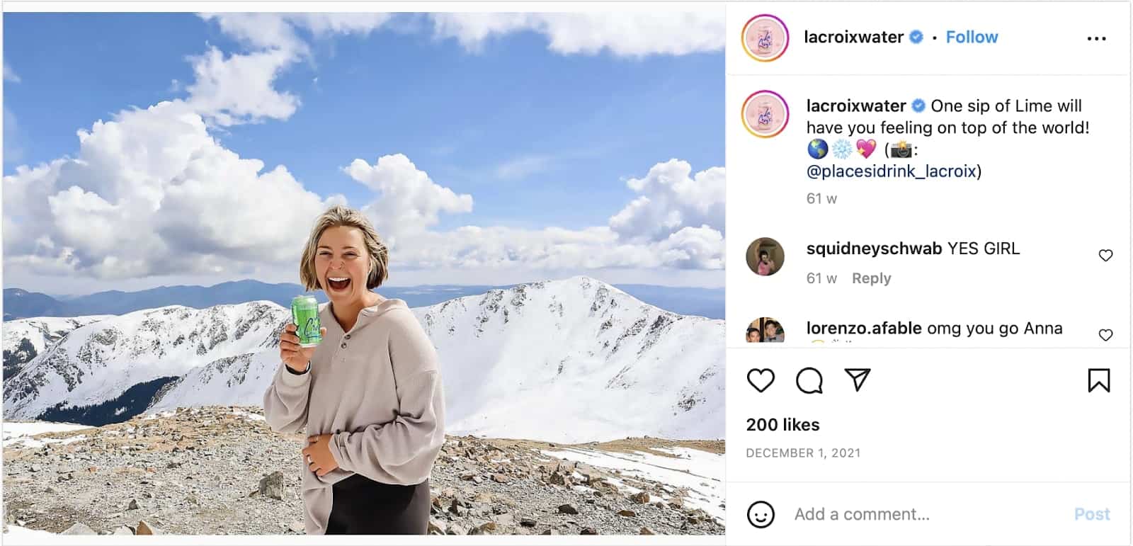 la croix water instagram post