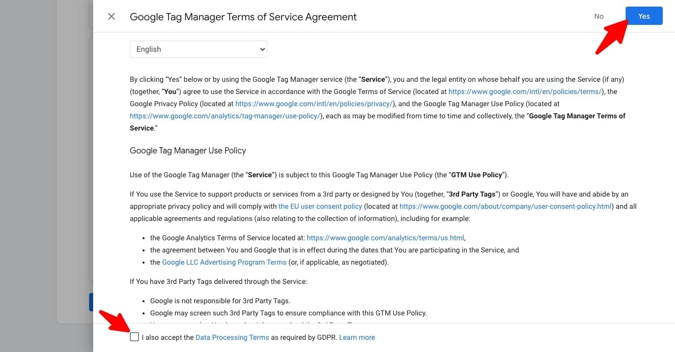 Google Tag Manager Terms of Service